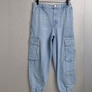Denim Cargo High Waist Joggers    Size 9/10